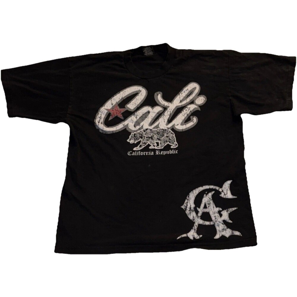 Pro Tag Heavy Wear Collection California Republic Graphic Black Crew Neck Tee XL